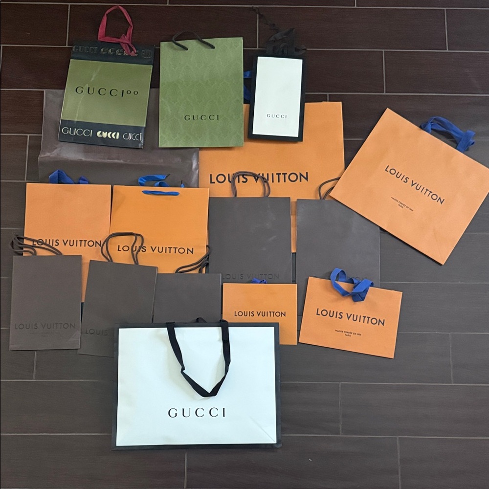 Gucci and Louis Vuitton Shopping Bags